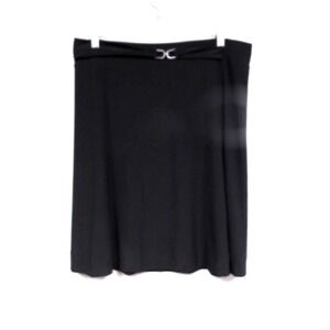 White House Black Market Black A Line Skirt Women's Size Medium Silver Buckle